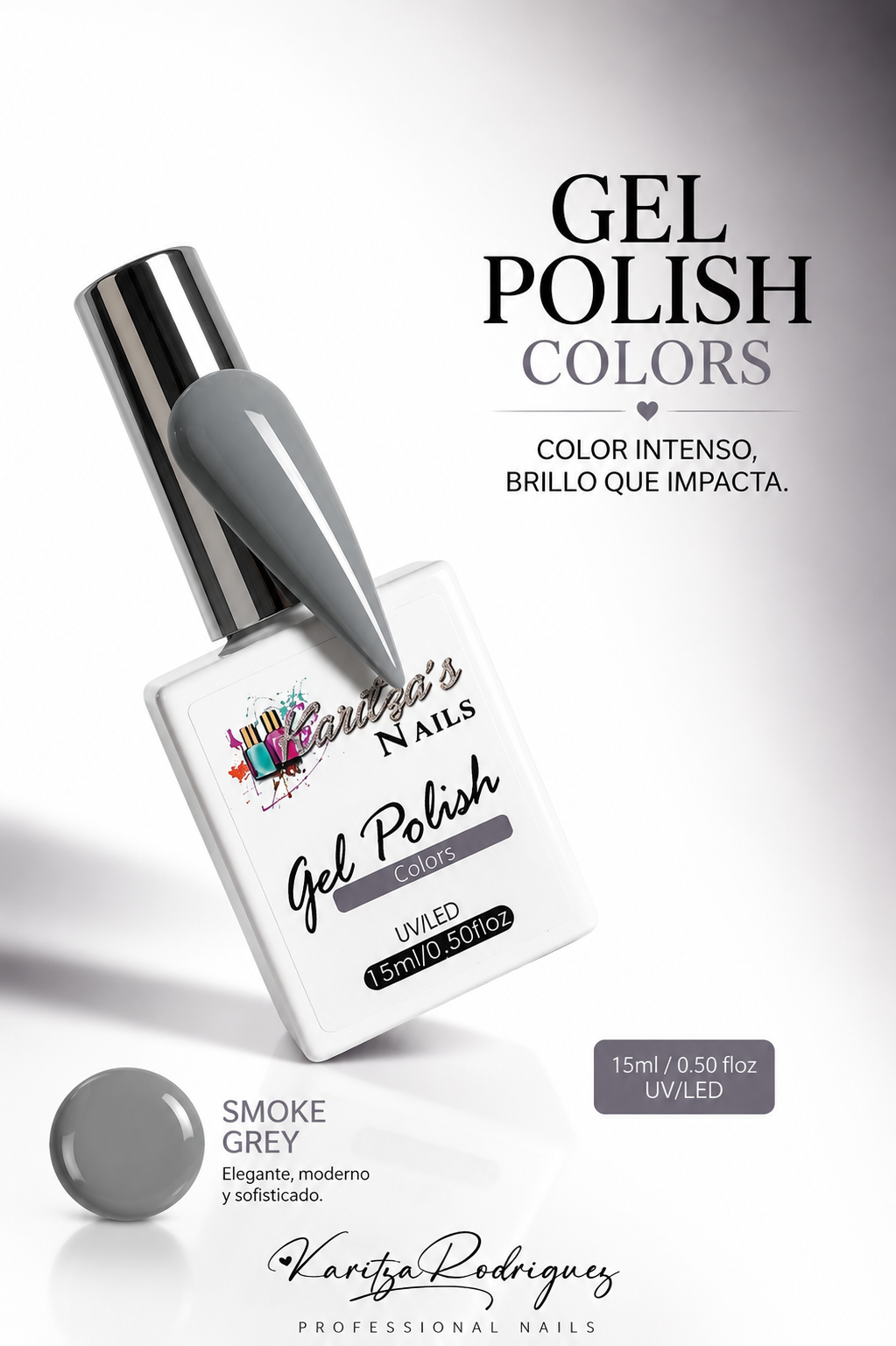 Gel Polish Smoke Grey – 15ML 🩶