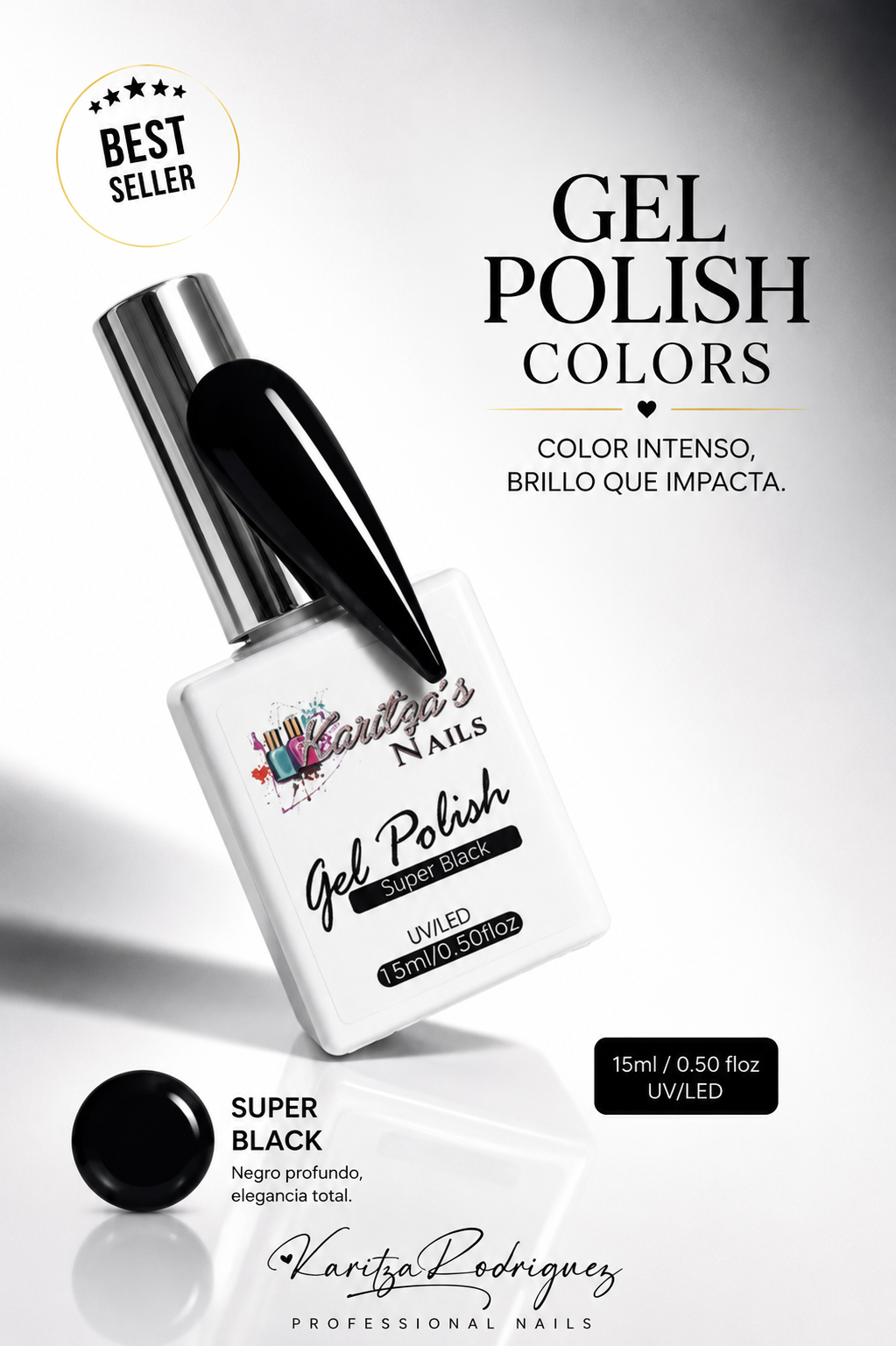 Gel Polish Super Black – 15ML 🖤